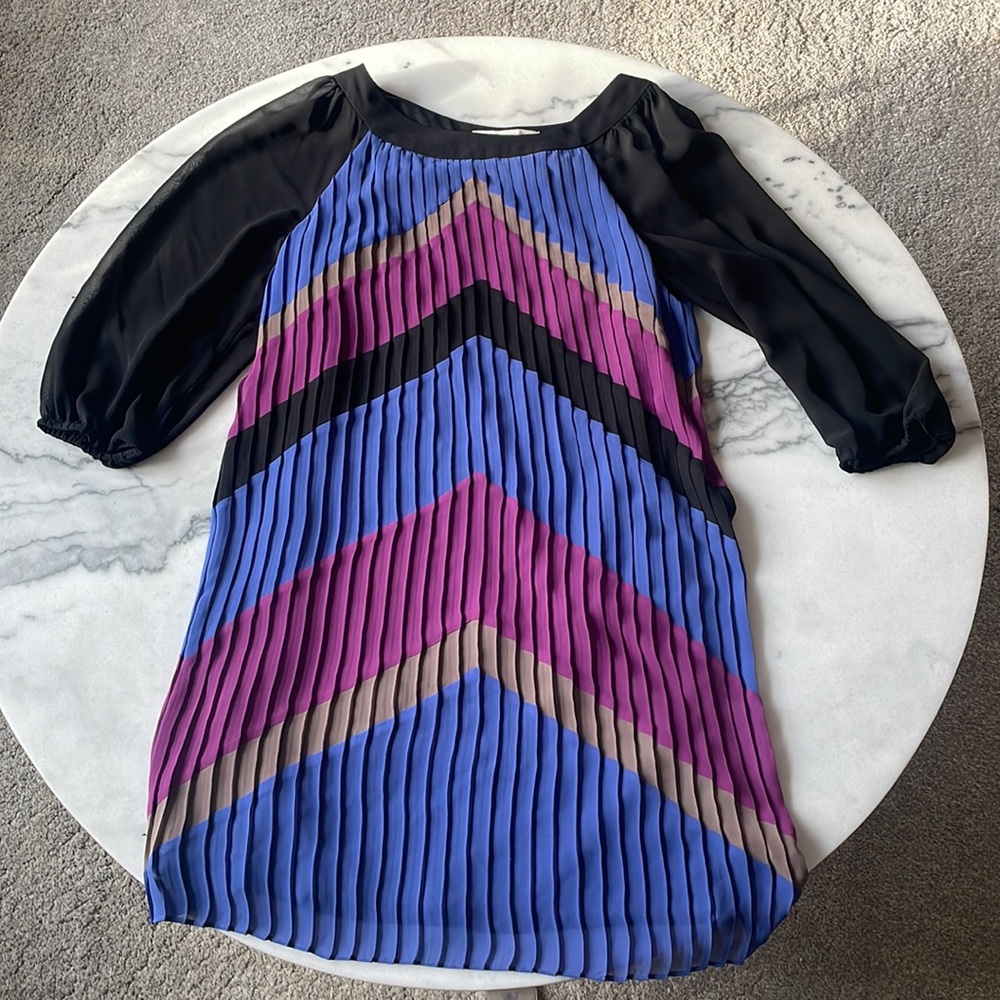Max and Cleo "Olivia" Black Pleated Chiffon Dress